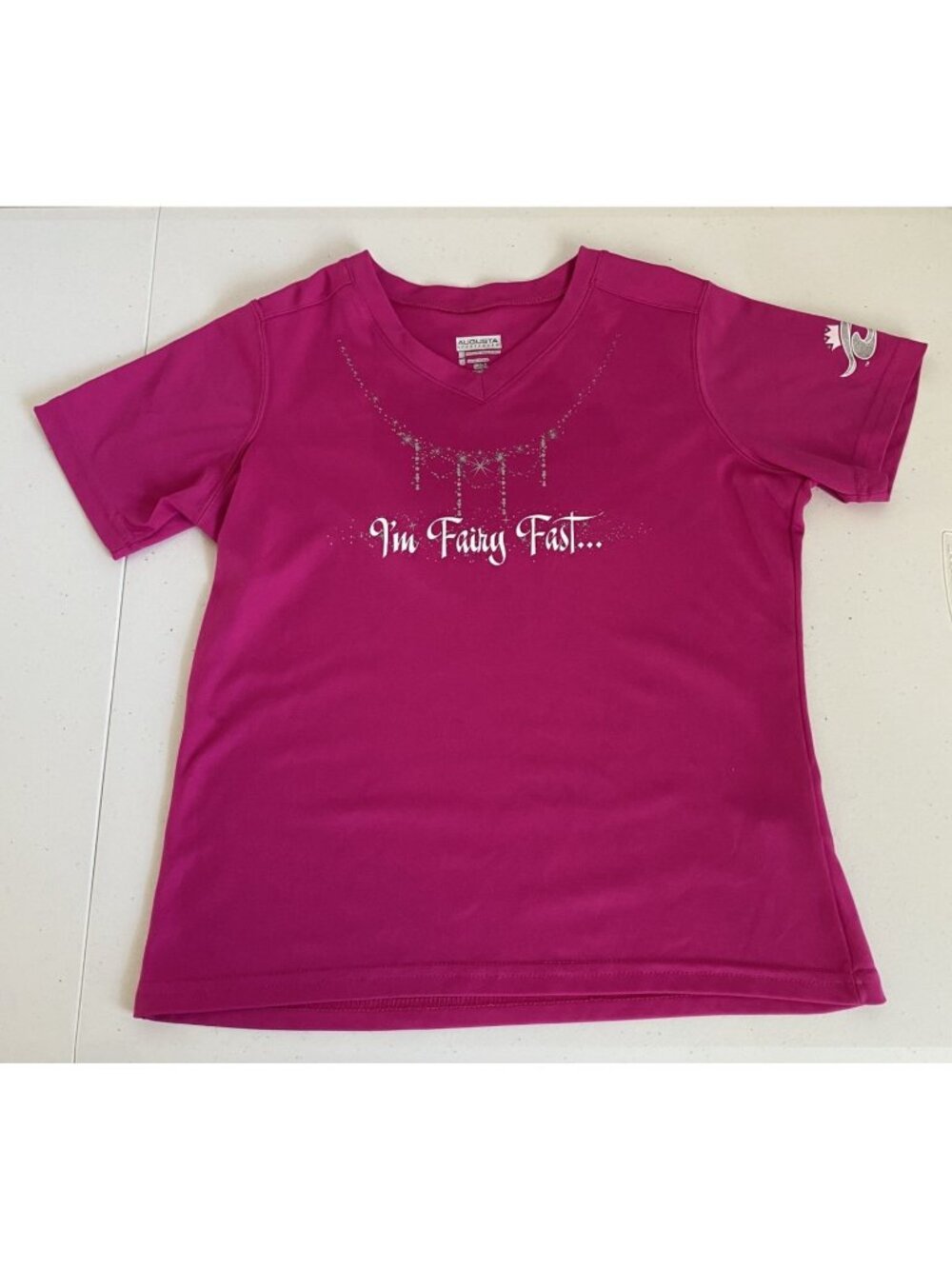I'm Fairy Fast...Eat My Dust/ Disney Marathon Girls Large Running Shirt Hot Pink